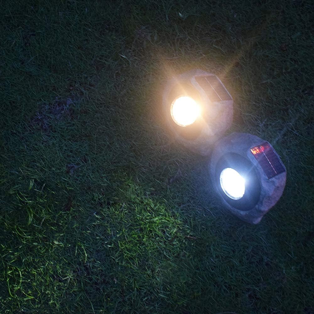 2 Lâmpadas Solares em Pedra para Jardim