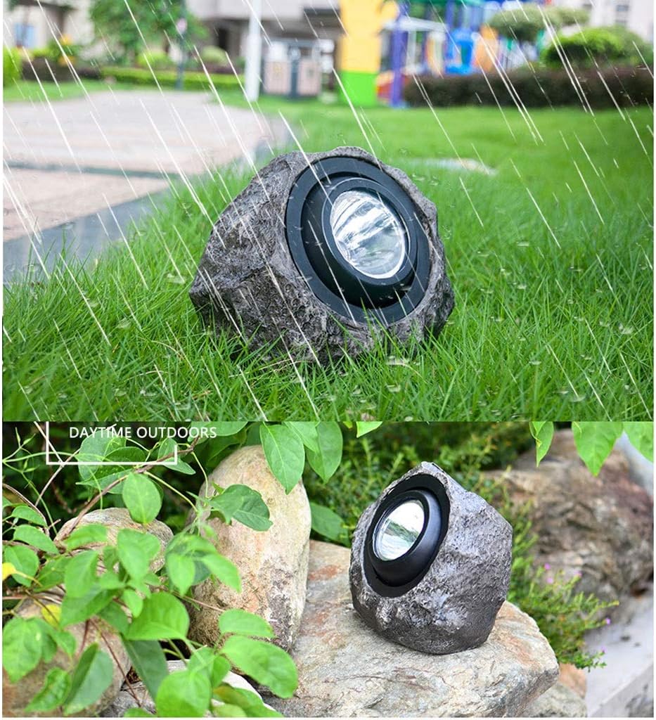 2 Lâmpadas Solares em Pedra para Jardim