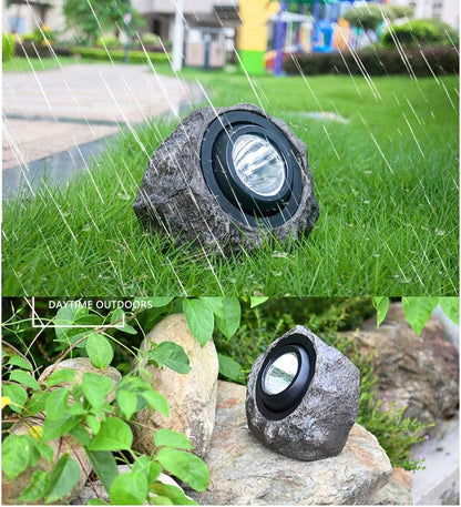 2 Lâmpadas Solares em Pedra para Jardim